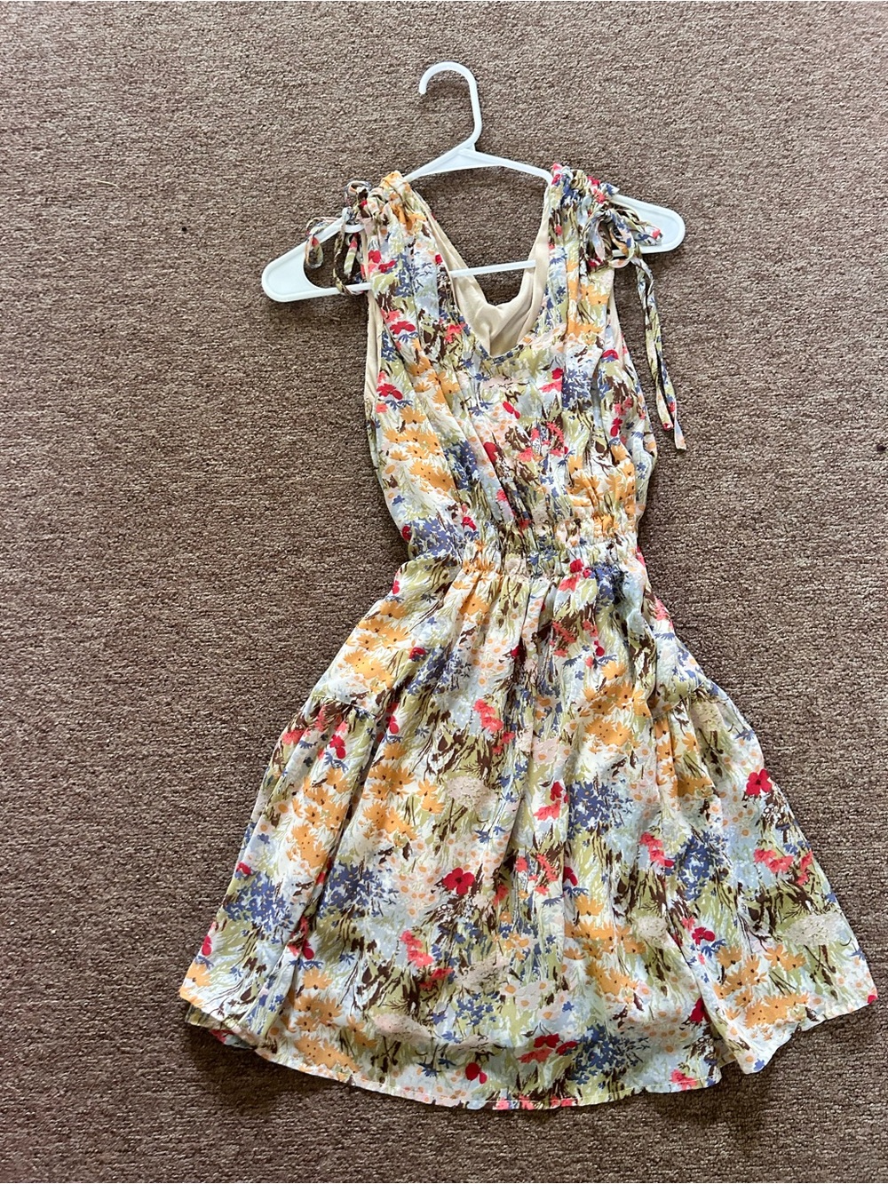 Kori Yellow Multi Floral Tie-Shoulder Mini Dress
